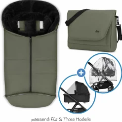 Zubehör-Set Kinderwagen mit Wickeltasche Easy, Winterfußsack, Regenschutz & Moskitonetz - - Wheat