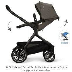 Zweit-Sportsitz DEMI next mit magnetischem Gurtverschluss inkl. Regenschutz - Granite - Thunder - Kollektion 2025