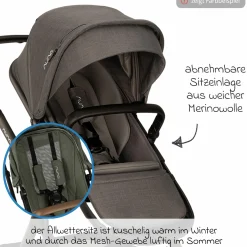 Zweit-Sportsitz DEMI next mit magnetischem Gurtverschluss inkl. Regenschutz - Granite - Thunder - Kollektion 2025