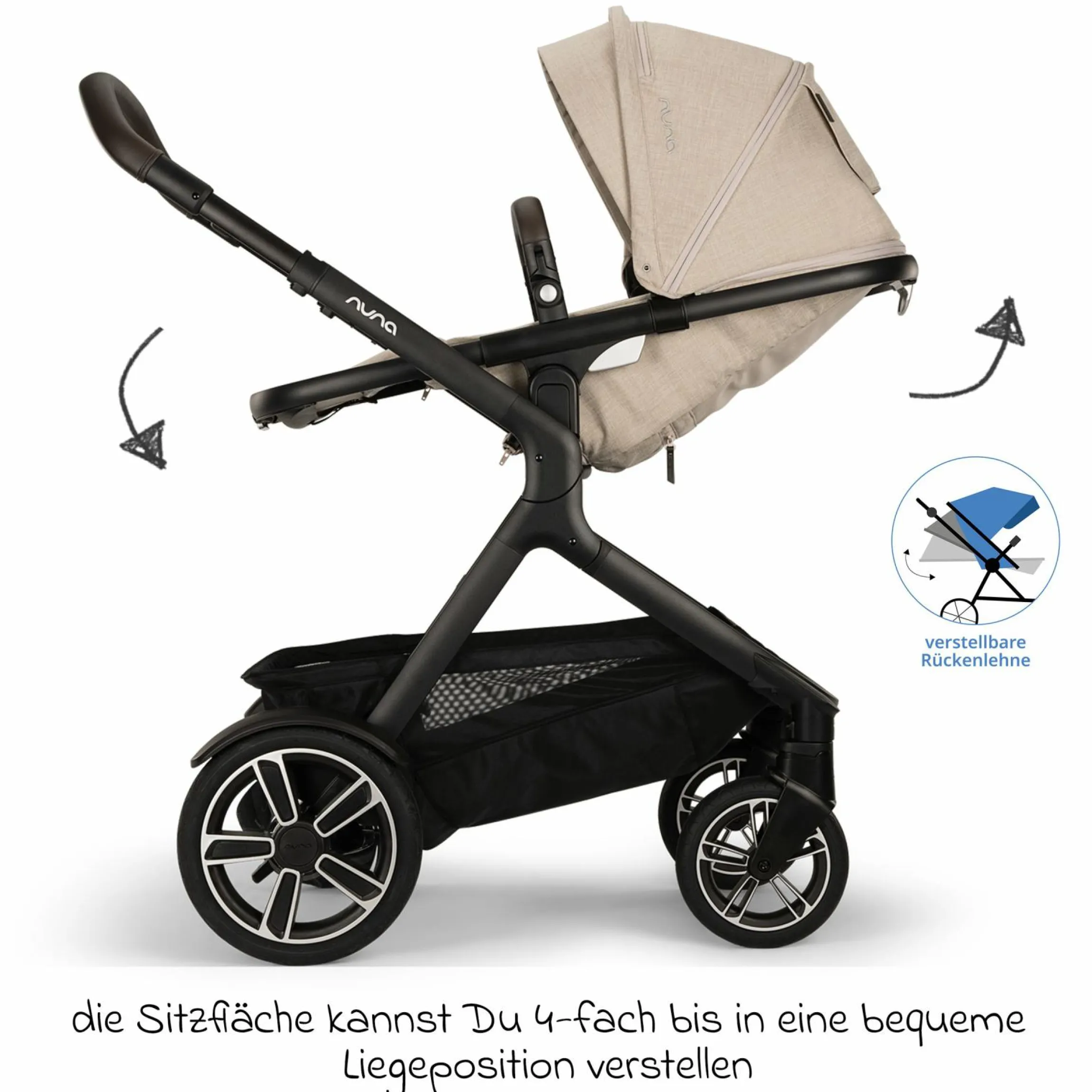 Zweit-Sportsitz DEMI next mit magnetischem Gurtverschluss inkl. Regenschutz - Biscotti - Kollektion 2025
