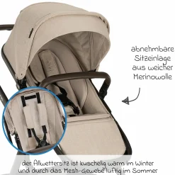 Zweit-Sportsitz DEMI next mit magnetischem Gurtverschluss inkl. Regenschutz - Biscotti - Kollektion 2025