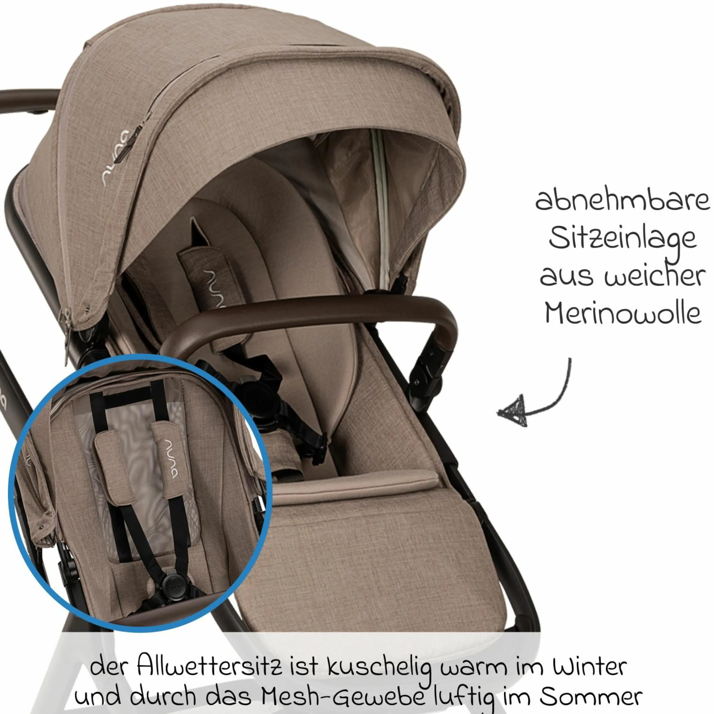 Zweit-Sportsitz DEMI next mit magnetischem Gurtverschluss inkl. Regenschutz - Cedar - Kollektion 2025