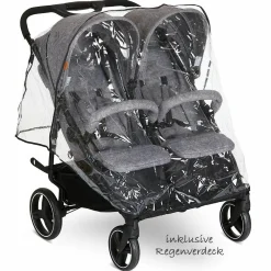 Zwillingsbuggy Twin - Circle Line mit Liegefunktion (inkl. Regenverdeck) - Woven Graphite
