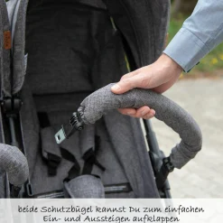 Zwillingsbuggy Twin - Circle Line mit Liegefunktion (inkl. Regenverdeck) - Woven Graphite